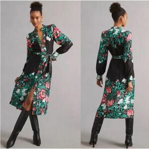 Anthropologie Floral Midi Shirt Dress‎